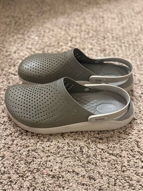 Men’s LiteRide Grey & White Crocs- Vented & Waterproof Retired Style
